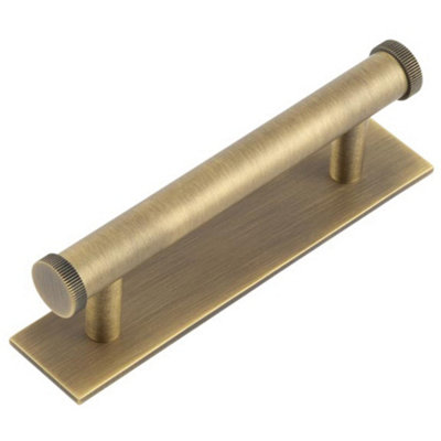 Stylish 96mm Antique Brass Cabinet Handle with Knurled Design - Kitchen Drawer Pull Handle
