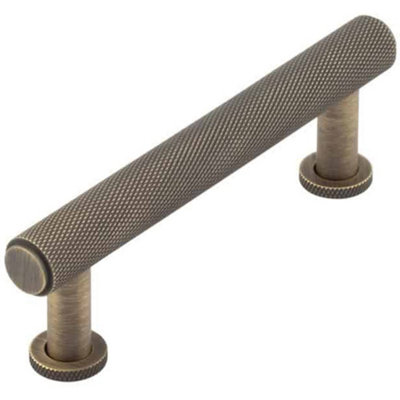 Stylish 96mm Antique Brass Knurled Cabinet Handle for Modern and Traditional Designs - Kitchen Drawer Pull Handle