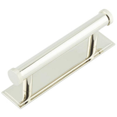 Stylish 96mm Cabinet Handle with Stepped Backplate in Polished Nickel - Kitchen Drawer Pull Handle