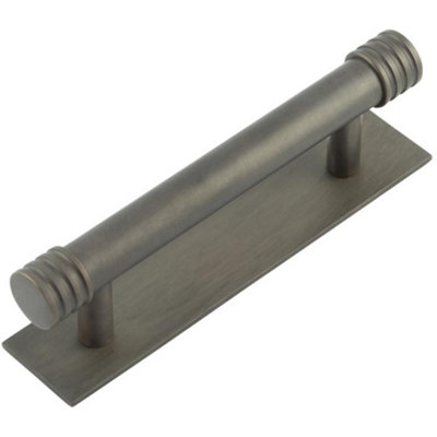Stylish 96mm Dark Bronze Cabinet Handle with Plain Backplate - Kitchen Drawer Pull Handle