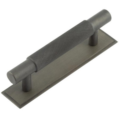 Stylish 96mm Dark Bronze Cabinet Handle with Stepped Backplate Kitchen Drawer Pull Handle