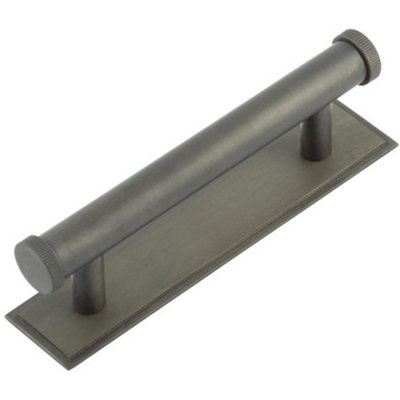 Stylish 96mm Dark Bronze Cabinet Handle with Stepped Backplate - Kitchen Drawer Pull Handle