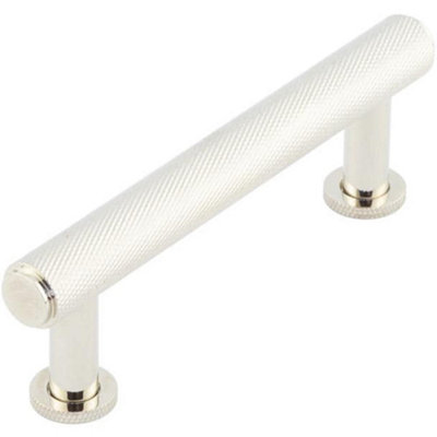 Stylish 96mm Polished Nickel Knurled Cabinet Handle for Modern Homes - Kitchen Drawer Pull Handle
