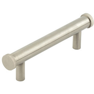 Stylish 96mm Satin Nickel Cabinet Handle with Knurled Design - Kitchen Drawer Pull Handle