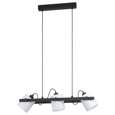 Stylish Adjustable Black and White Pendant Light for Kitchen with 3 Bulbs