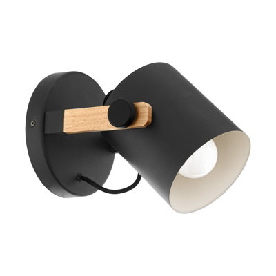 Stylish Adjustable LED Wall Light with Black and Creme Shade for Modern Interiors