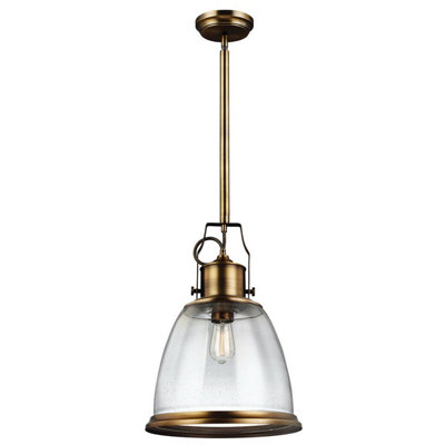 Stylish Aged Brass 1 Bulb Ceiling Pendant Light - LED E27 75W Compatible