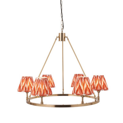 Stylish Aged Brass Ceiling Pendant Light with Apricot Orange Shades