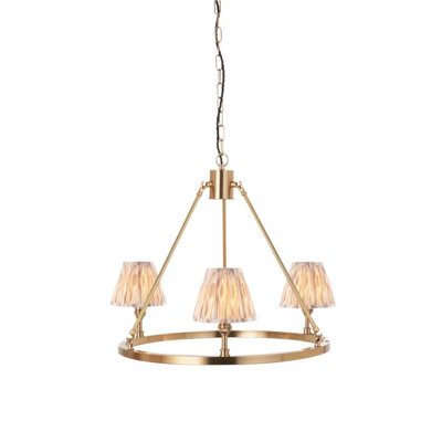 Stylish Aged Brass Ceiling Pendant Light with Ikat Shades