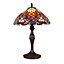Stylish and Chic Red and Burnt Orange 12" Tiffany Lamp with Multiple Round Beads