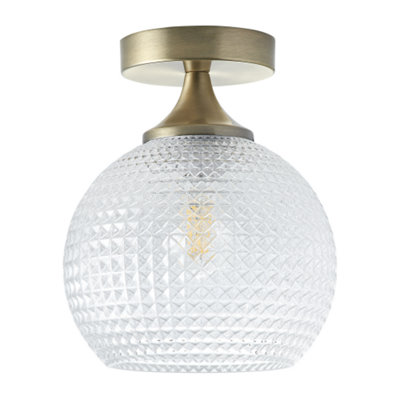 Stylish and Classic Antique Brass IP44 Bathroom Ceiling Light with ...