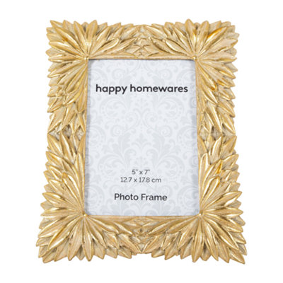 Stylish and Classic Bright Mat Gold Resin 5x7 Picture Frame with Sunflower Decor