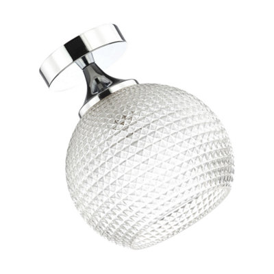Stylish and Classic Chrome Plated IP44 Bathroom Ceiling Light with Clear Glass