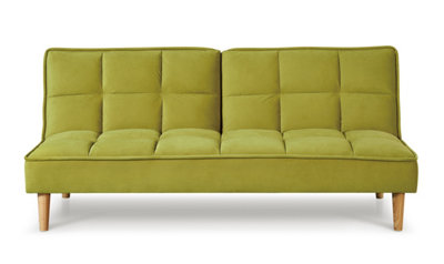 Stylish and Versatile 3 Seater Velvet Sofa Bed, Modern, Living Room Furniture - Lime