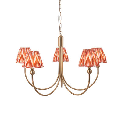 Stylish Apricot Orange Ceiling Pendant Light with Brass Finish