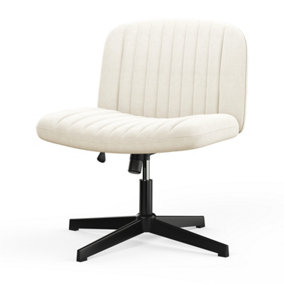 Stylish Armless Office Chair with Height Adjustable, Wide Seat, Perfect for Home Office and Bedroom-Beige