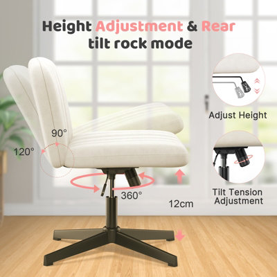 Stylish Armless Office Chair with Height Adjustable, Wide Seat, Perfect for Home Office and Bedroom-Beige