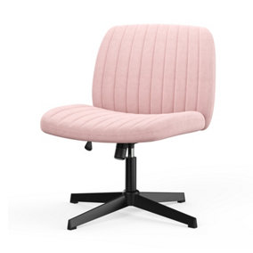 Stylish Armless Office Chair with Height Adjustable, Wide Seat, Perfect for Home Office and Bedroom-Pink