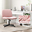 Stylish Armless Office Chair with Height Adjustable, Wide Seat, Perfect for Home Office and Bedroom-Pink