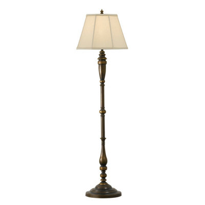 Stylish Astral Bronze Floor Lamp with Natural Linen Shade and LED E27 Bulb
