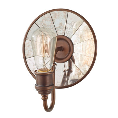Stylish Astral Bronze Wall Light with Round Glass Panels and E27 LED Bulb