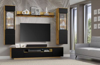 Stylish Aura B Entertainment Unit - Large 4-Piece Set (H1500mm W2000mm D370mm) with Ample Storage