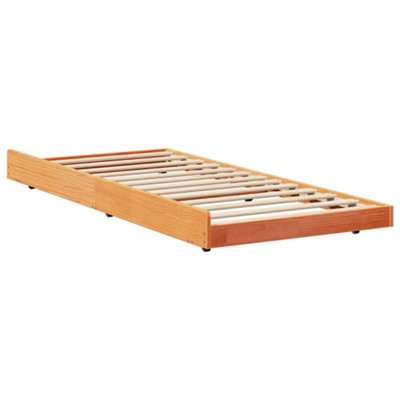 Stylish Bed Frame Wax brown Solid pine wood Single Bed Frame
