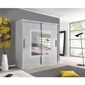 Stylish Bedroom Sliding Wardrobe - Storage Space & Sleek Design comes in Width 100cm/120cm/150cm/180cm/203cm/250cm (White, 203cm)