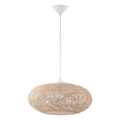 Stylish Beige and White Pendant Ceiling Light with E27 Bulb Socket