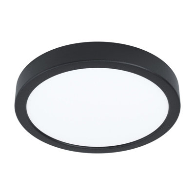 Stylish Black 210mm Round LED Wall and Ceiling Light, 16.5W 3000K