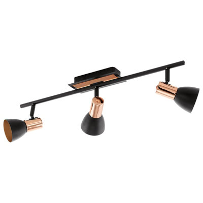 Stylish Black and Copper Flush Ceiling Light with GU10 LED Bulbs