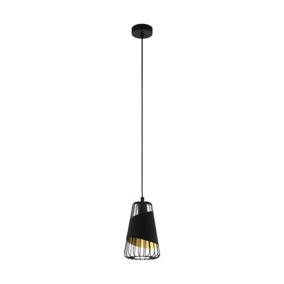 Stylish Black and Gold Hanging Pendant Light for Hallways - 1x 60W E27