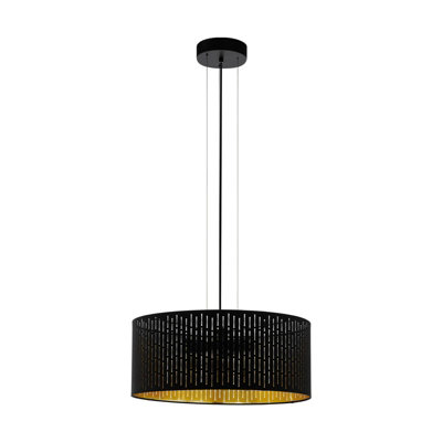 Stylish Black and Gold Pendant Ceiling Light with E27 Bulb Holder