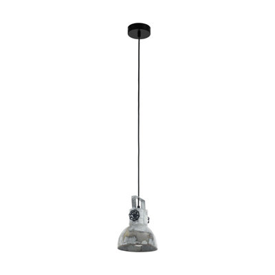 Stylish Black and Raw Steel Hanging Ceiling Pendant Light - Industrial Design