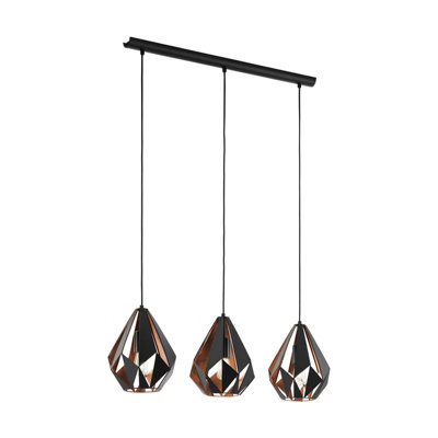 Stylish Black Copper Geometric Hanging Pendant Light for Kitchen Island