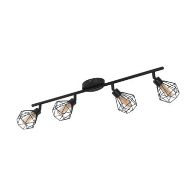 Stylish Black Flush Ceiling Light with Amber Glass Shades and G9 LED Bulbs