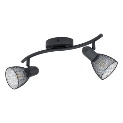 Stylish Black Flush Ceiling Light with Dual E14 Bulbs