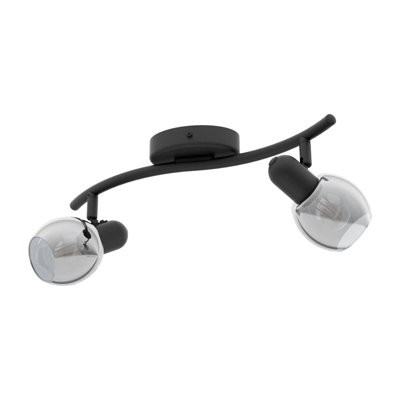 Stylish Black Flush Ceiling Light with Vaporized Glass Shade and E14 Bulbs