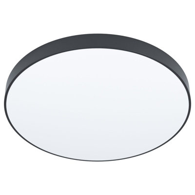 Stylish Black Flush Ceiling Light with White Plastic Shade and 24W LED Bulb Included