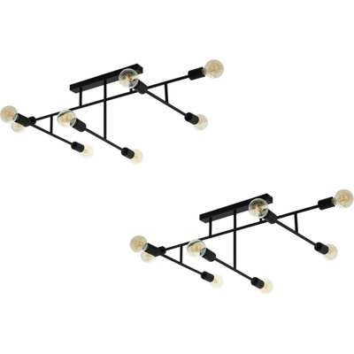 Stylish Black Geometric 2-Pack Ceiling Light with E27 Fitting