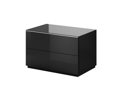 Stylish Black Helio 39 TV Cabinet, Compact Storage with Pull-Down Door, Suits 24" Screens, H500mm W800mm D480mm