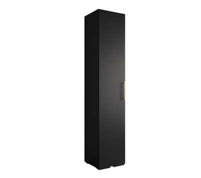 Stylish Black Inova 3 Hinged Door Wardrobe W500mm H2370mm D470mm - Compact Storage with Gold Vertical Handle