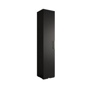 Stylish Black Inova 3 Hinged Door Wardrobe W500mm H2370mm D470mm - Compact Storage with Gold Vertical Handle