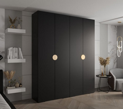 Stylish Black Inova 4 Hinged Door Wardrobe W2000mm H2370mm D470mm ...