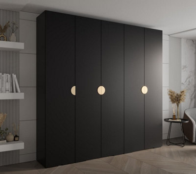 Stylish Black Inova 4 Hinged Door Wardrobe W2500mm H2370mm D470mm ...