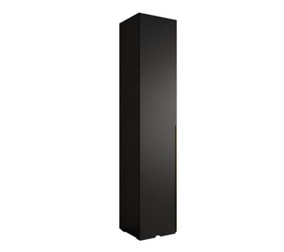 Stylish Black Inova I Hinged Door Wardrobe W500mm H2370mm D470mm - Compact Storage with Gold Vertical Handle