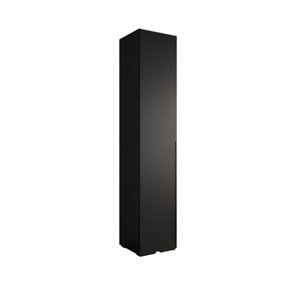Stylish Black Inova I Hinged Door Wardrobe W500mm H2370mm D470mm - Compact Storage with Gold Vertical Handle