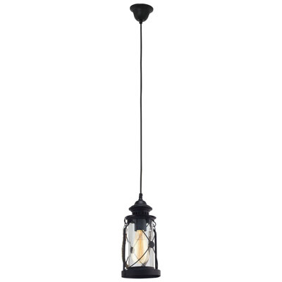 Stylish Black Lantern Hanging Pendant Light for Hallways