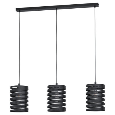 Stylish Black Pendant Ceiling Light with 3 Bulbs and Adjustable Height
