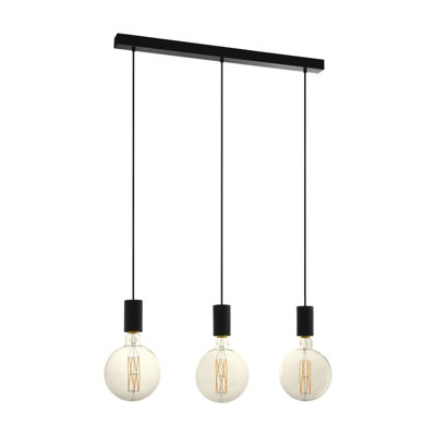 Stylish Black Pendant Ceiling Light with 3 E27 Bulbs